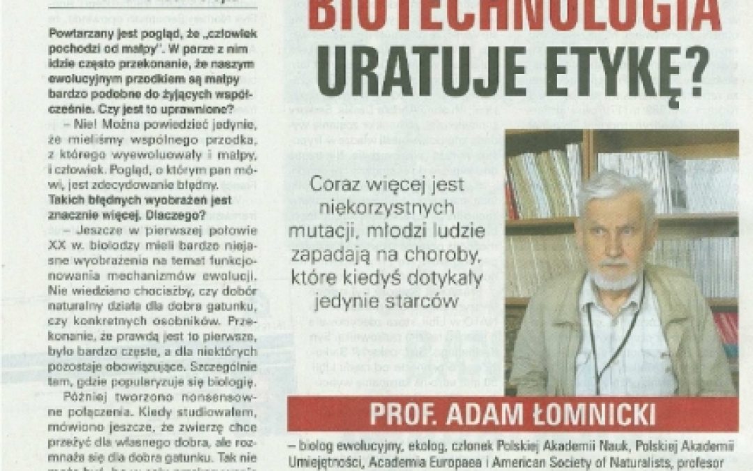 Wywiad z prof. Łomnickim w Przeglądzie