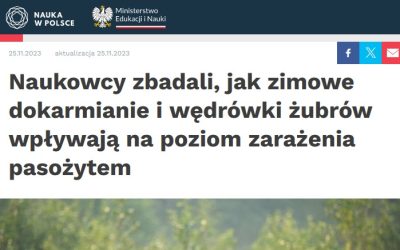 27.11.2023 Nauka w Polsce o wieloletnich badaniach parazytologiczno-ekologicznych nad żubrami