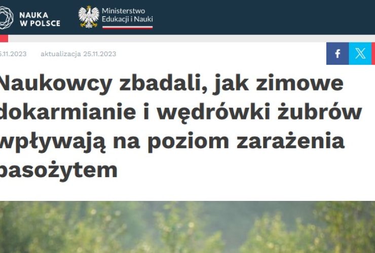 27.11.2023 Nauka w Polsce o wieloletnich badaniach parazytologiczno-ekologicznych nad żubrami
